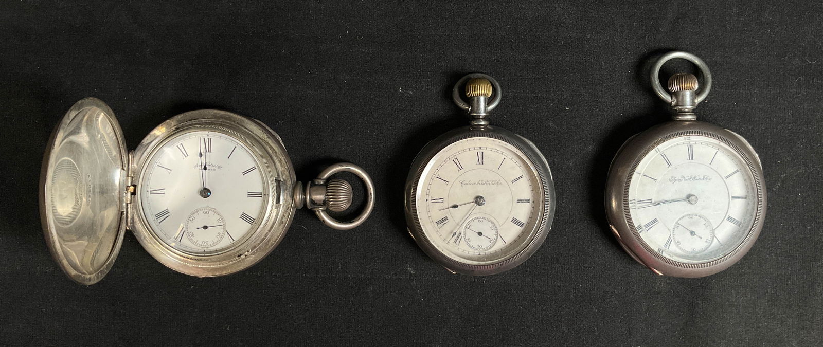 3 Coin Silver Pocket Watches Waltham, Columbus (1 of 15)