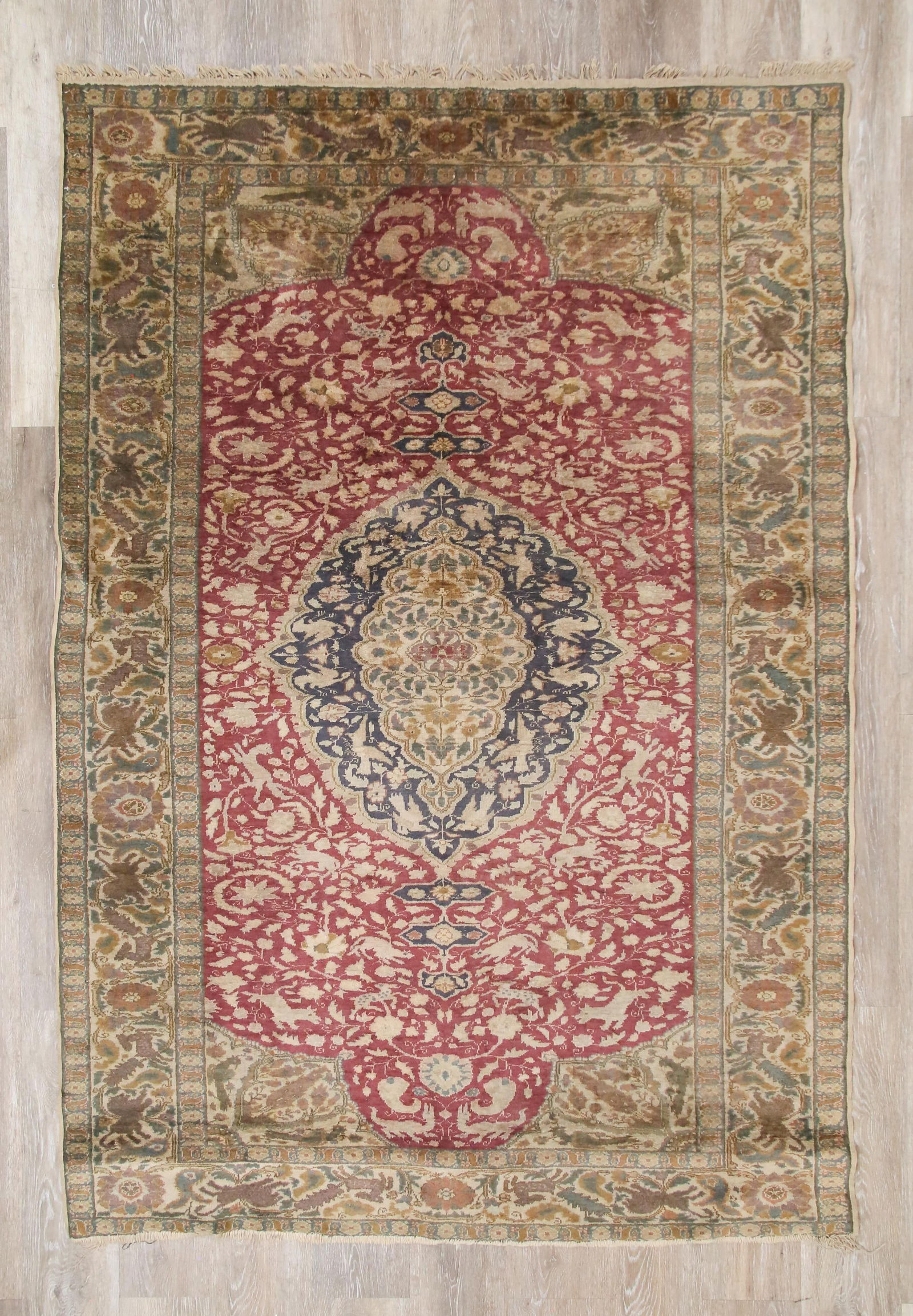 Persian Silk Rug With Animal Motif (1 of 13)