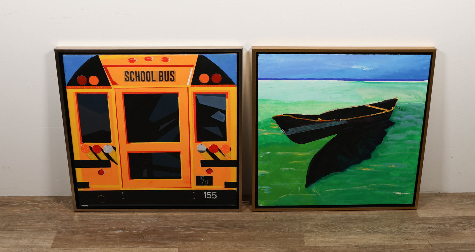 Martin Graifer 2 Acrylics on Canvas Row Boat & Bus (1 of 12)