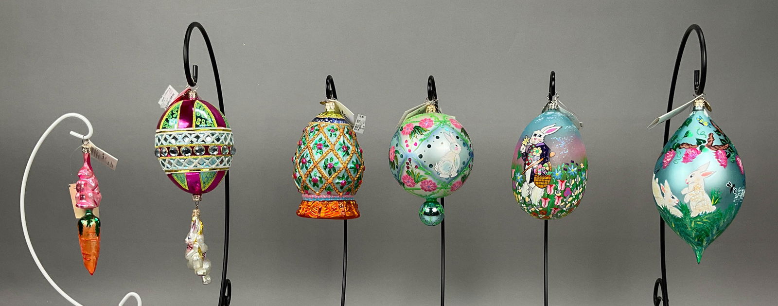 6 Radko Easter Bunny Egg Ornaments with Tags (1 of 6)