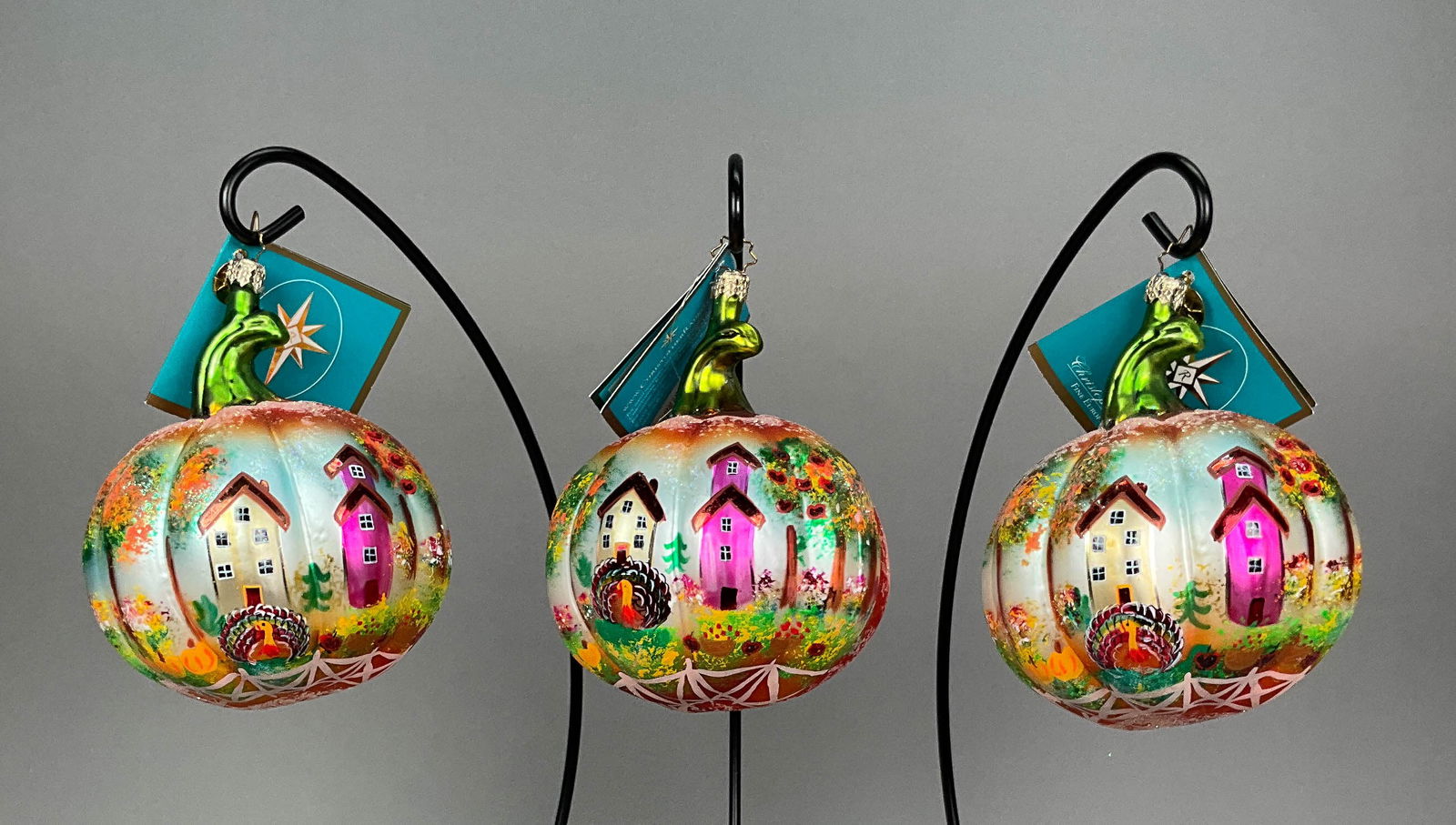 3 Radko Thanksgiving Ball Ornaments Turkey (1 of 2)