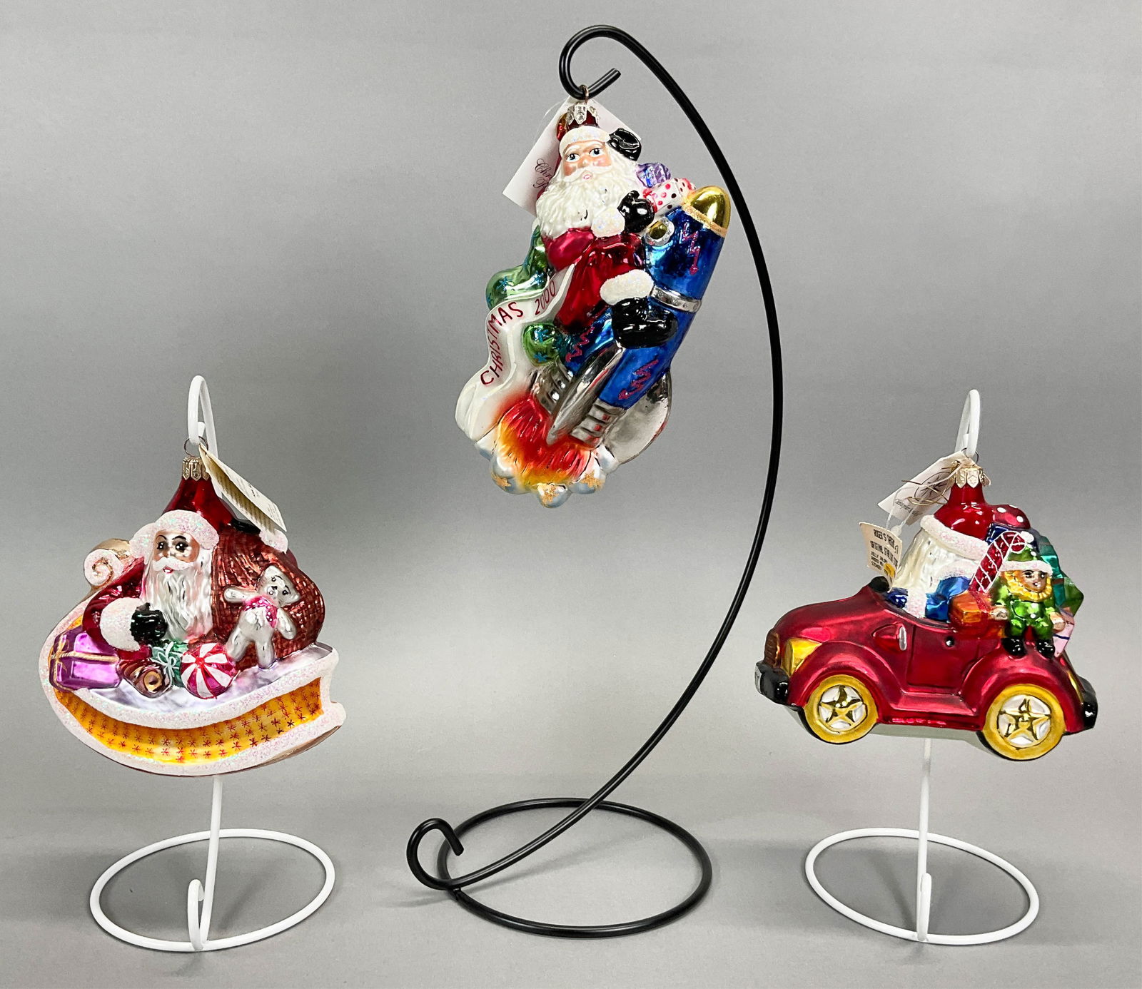 3 Radko Santa Claus Christmas Ornaments Car Rocket (1 of 9)