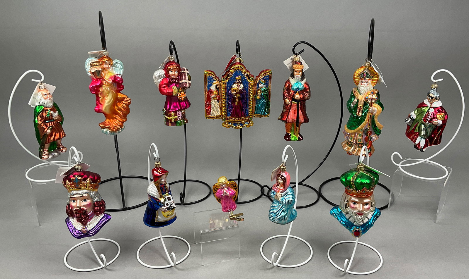12 Radko Adler Christmas Ornaments Angel Religious: 12 Radko Kurt Adler Christmas Ornaments Most w/ Tags. Includes Wise Royals Red Crown #01-0269-0, Vinny's Millenium Munchkin #99-292-V, Forest Angels, Gabrielle #00-391-0, Wise Royal Green Crown #01-02