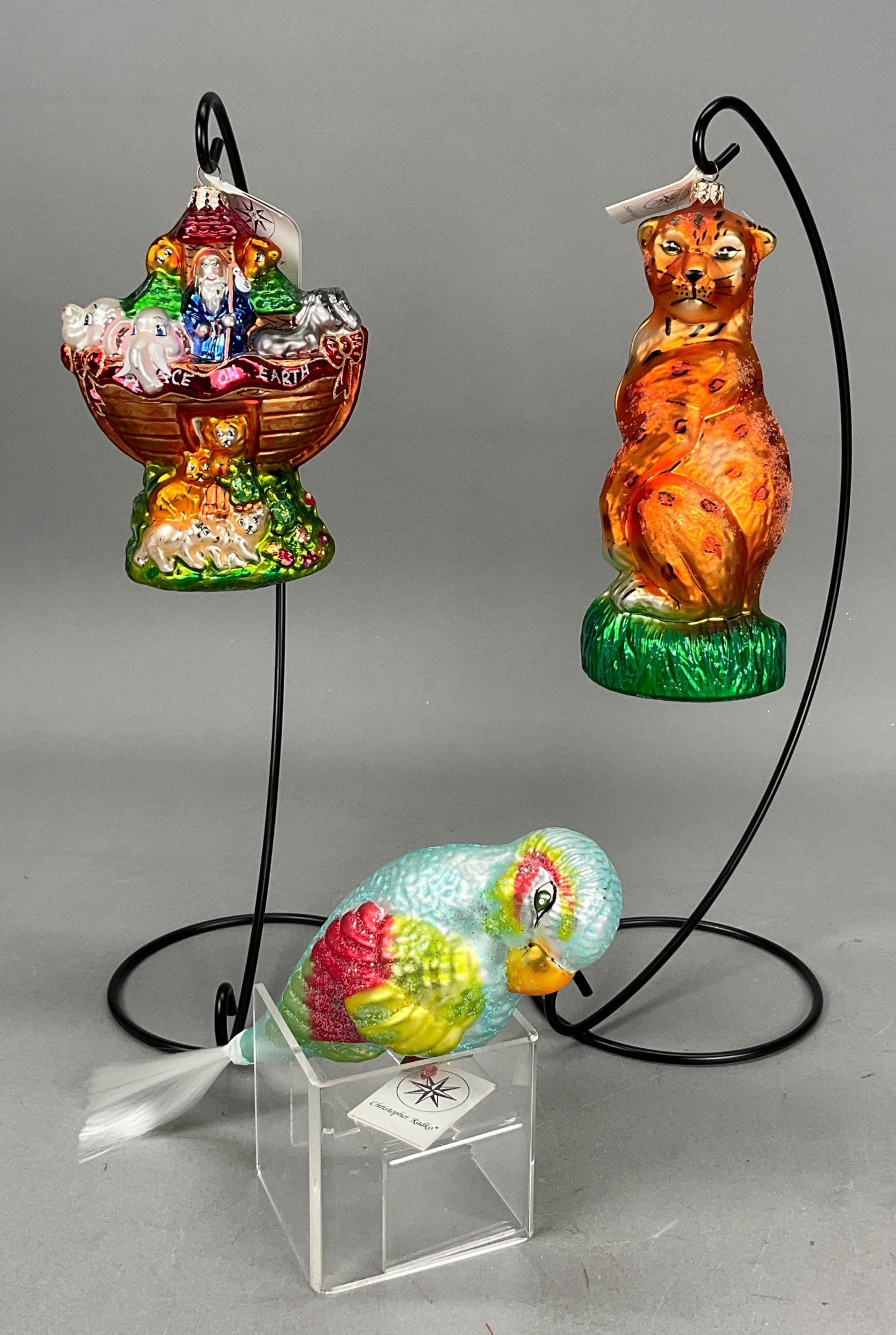 3 Radko Ornaments w/ Tags - Noah's Ark, Parrot (1 of 9)