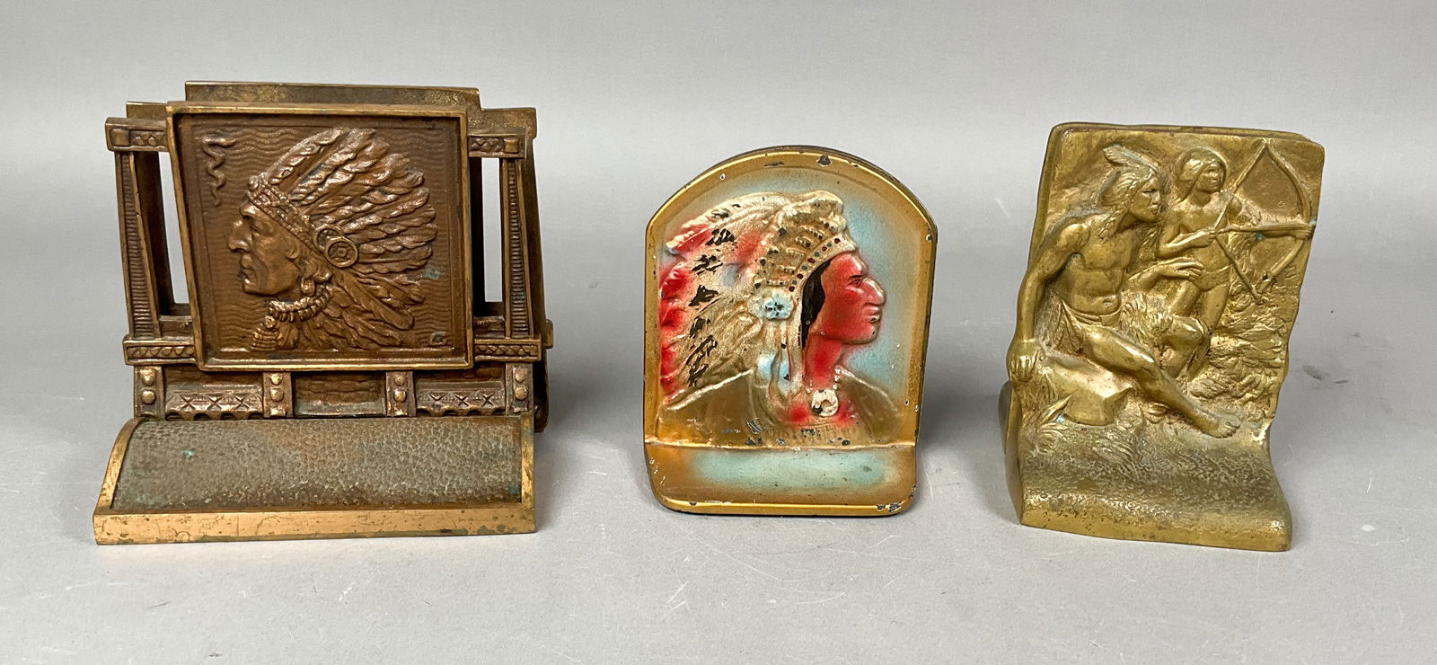 3 Pairs Cast Iron & Bronze Bookends (1 of 10)