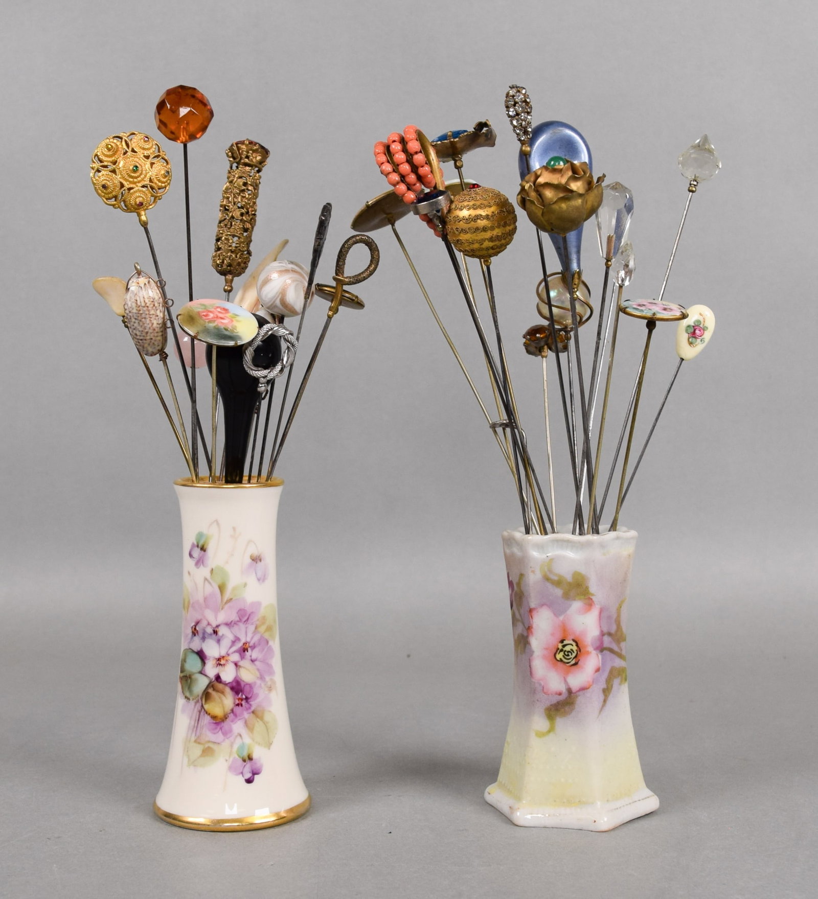 33 Vintage Hatpins & 2 Holders (1 of 8)