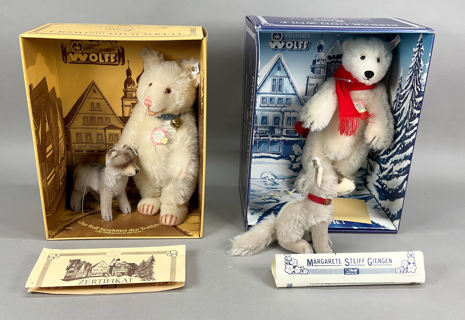 2 Steiff Animals Bear & Wolf Sets (1 of 14)
