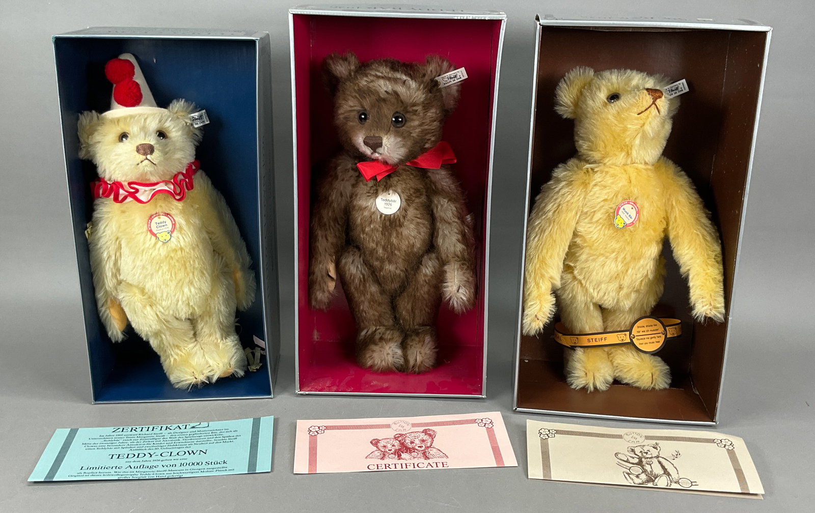3 Steiff Bears Clown, Musical, Happy Replicas (1 of 13)