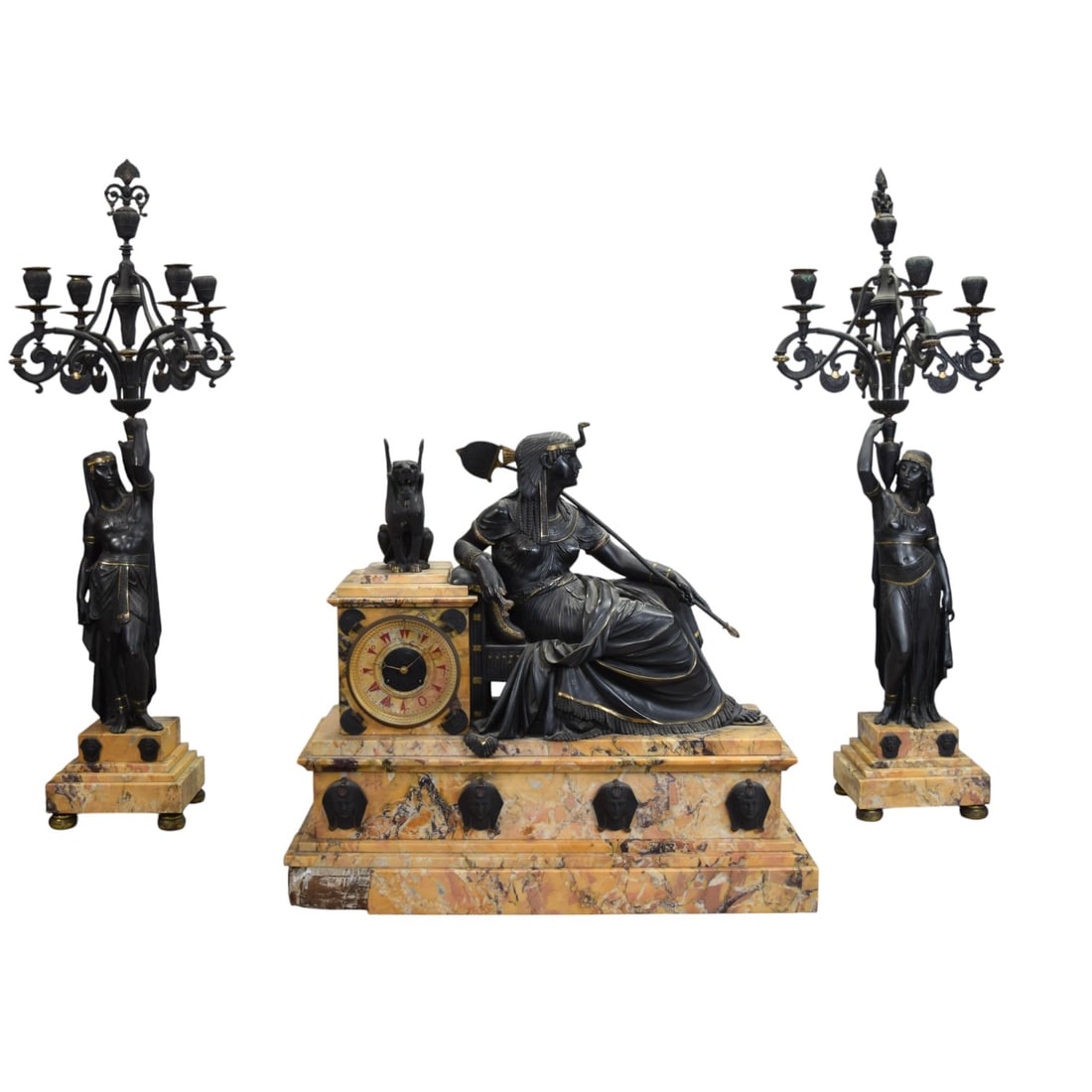 3 Piece Japy Freres Egyptian Revival Garniture Set (1 of 16)