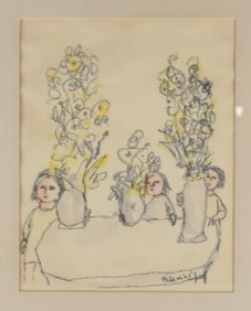 Frank Kleinholz Watercolor 3 Vases
