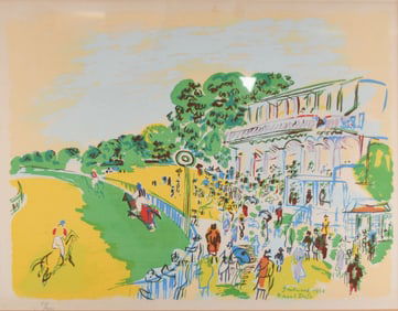 After Raoul Dufy Lithograph Horse Racing Scene