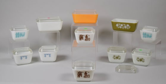 11 Vintage Pyrex Refrigerator Jars
