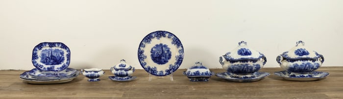 14 Pieces Copeland Flow Blue Dinnerware Ruins