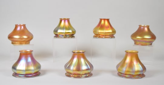 7 Iridescent Art Glass Shades 5 Steuben