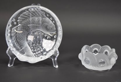 2 Pieces Lalique France Crystal Concarneau & Gao