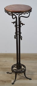 Wrought Iron Marble Top Plant Stand