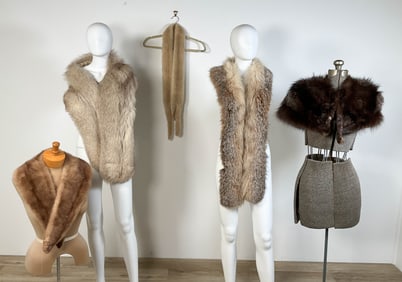 5 Vintage Mink & Fox Fur Stoles