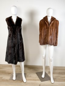 2 Vintage Mink Furs Vest & Shawl