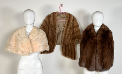 3 Vintage Mink Shawls