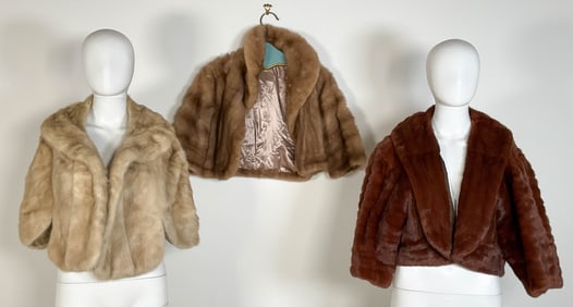 3 Vintage Mink Shawls