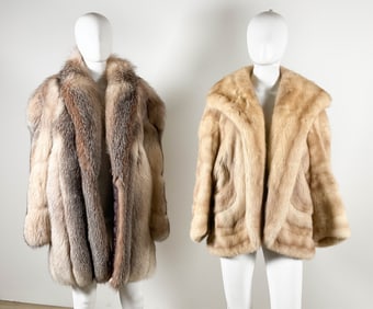 2 Vintage Fur Coats Fox & Mink
