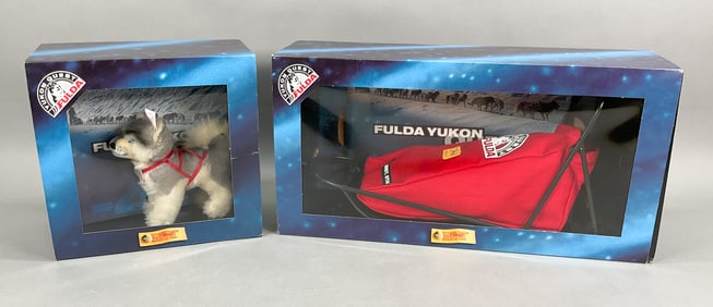2 Piece Steiff Yukon Quest Fulda Set Husky & Sled