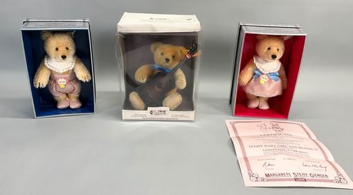 3 Steiff Bears Billy, Teddy Baby Boy & Girl