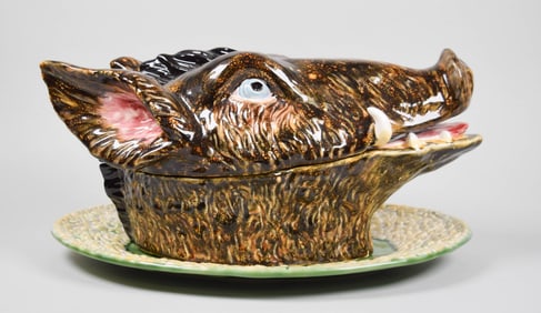 Bordallo Pinheiro Majolica Boar's Head Tureen