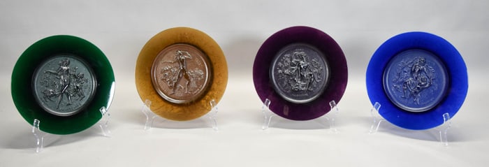 4 Daum Pate de Verre Four Seasons Plates