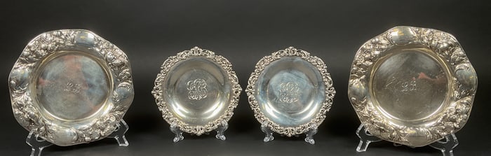 4 Sterling Plates Gorham, Mermod & Jaccard