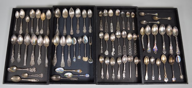 68 Sterling & Other Silver Souvenir Spoons Cuba