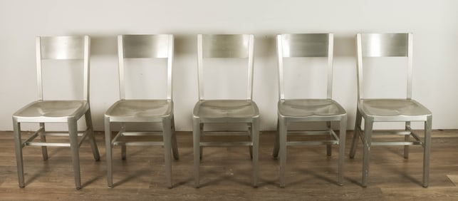 Set of 5 Emeco Style Navy Aluminum Chairs