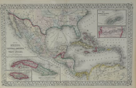 Map of Mexico, Central America & the West Indies