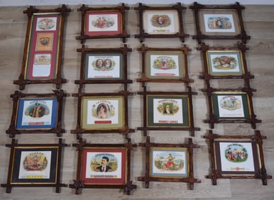 17 Framed Cuban Cigar Box Labels