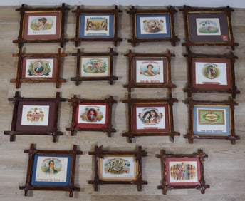 15 Framed Cuban Cigar Box Labels