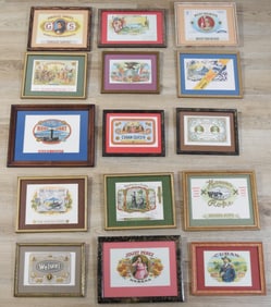 15 Framed Cuban Cigar Box Labels