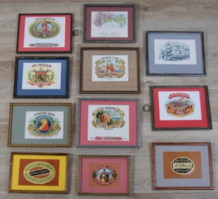 11 Framed Cuban Cigar Box Labels