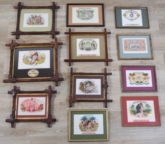 11 Framed Cuban Cigar Box Labels