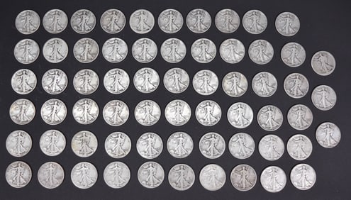63 Walking Liberty Silver Half Dollars