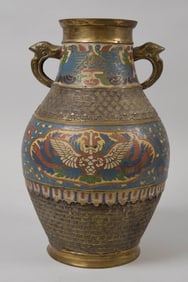 Japanese Brass & Cloisonne Vase