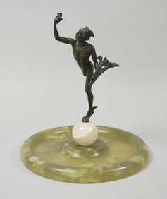 After Giambologna Bronze & Onyx Ashtray Mercury