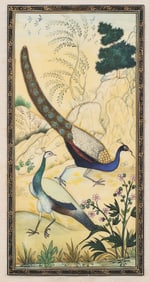 Painting Style Of Ustad Mansur Peacocks Persian