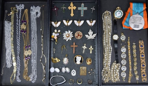 Lot of Costume & Other Jewelry, Watches