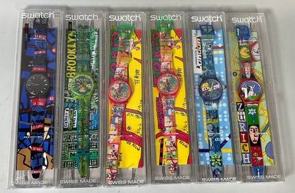 6 Vintage Swatch City Map Watches
