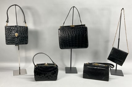 5 Black Vintage Leather Purses