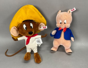 2 Steiff Looney Tunes Porky Pig & Speedy Gonzales
