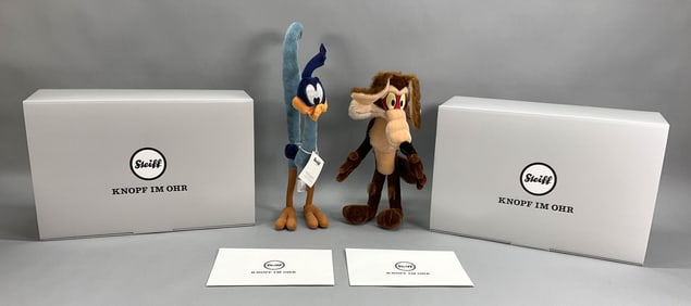 2 Steiff Looney Tunes Wile E Coyote & Road Runner