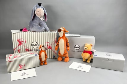 4 Steiff Disney Winnie the Pooh, Eeyore & Tigger