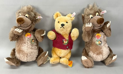 3 Steiff Disney Winnie the Pooh, Baloo Signed