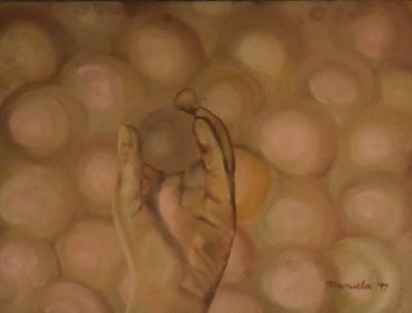 Signed Manuela Oil on Canvas Hand
